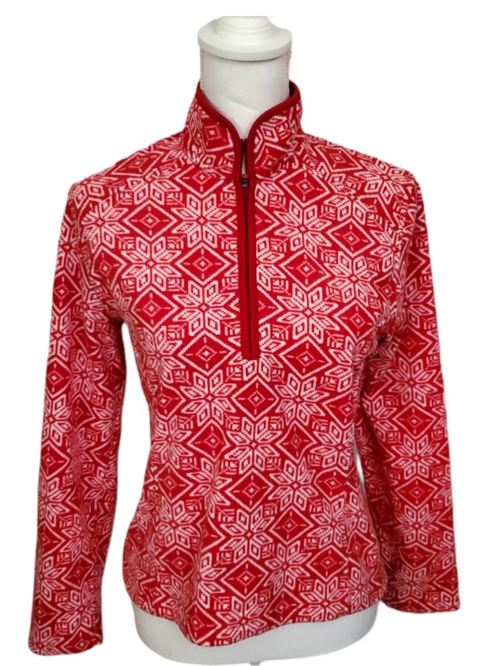 Lands' End Red Snowflake ❤️❄️❤️ Fleece Pullover - SP